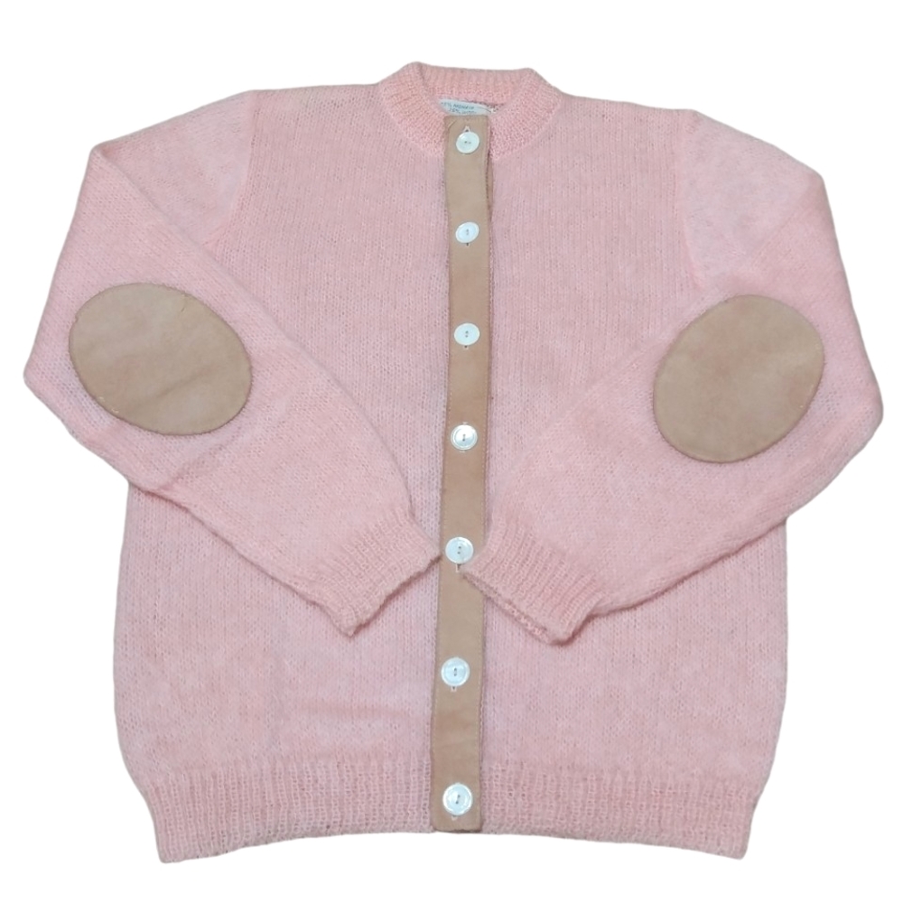 Vintage Bobbie Brooks 50's 60's Mohair Wool Elbow Patch Cardigan